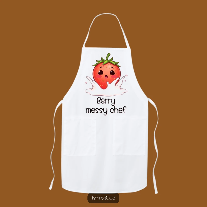 Funny Strawberry Milk Apron: Blushing Surprise Kitchen Fun - Hilarious Baker's Gift!