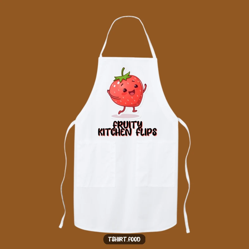 Funny Smiling Strawberry Apron: Cook with Energetic Fruity Flair