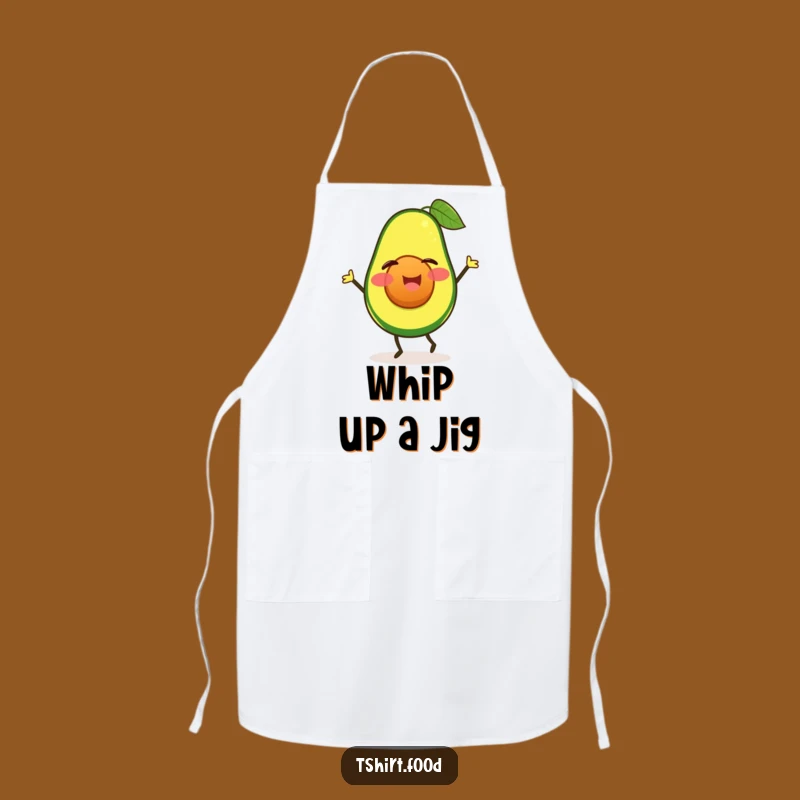 Funny Winking Avocado Jig Apron, Happy Dancer Humorous Kitchenwear