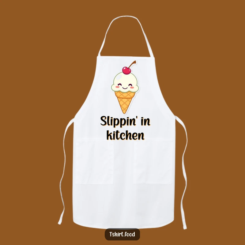 Funny Grinning Ice Cream Cone Chef Apron - Hilarious Dessert Attire