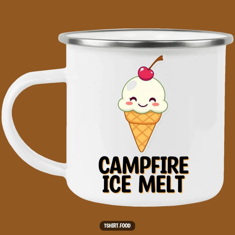 Durable Funny Grinning Ice Cream Cone Camping Mug - Cool Outdoor Treat Cup