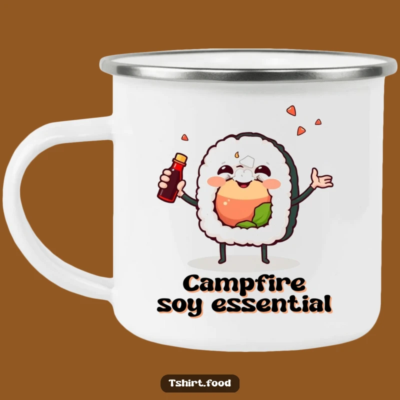 Funny Joyful Sushi Camping Mug: Enjoy Delicious Sips Outdoors with Flair