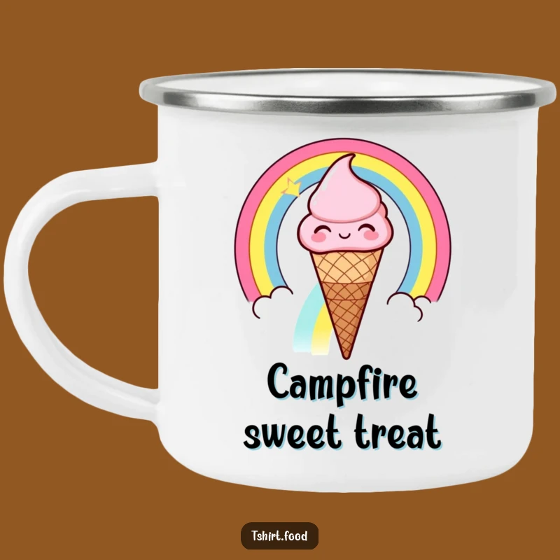 Funny Ice Cream Rainbow Camping Mug: Winking Cone Outdoor Fun - Hilarious Sweet Cup!
