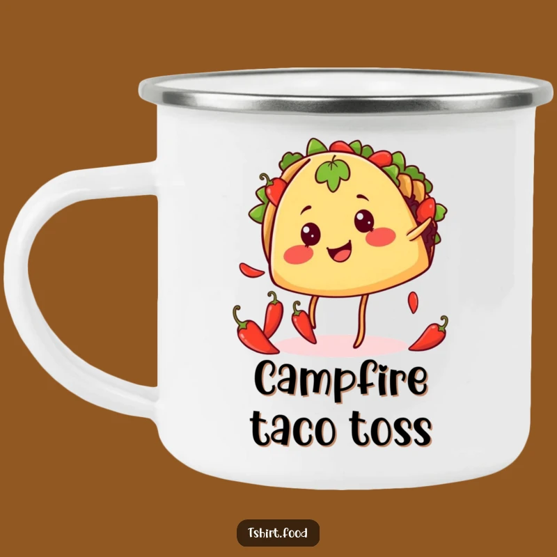 Funny Juggling Taco Enamel Camping Mug - Outdoor Fiesta, Perfect Funny Gift