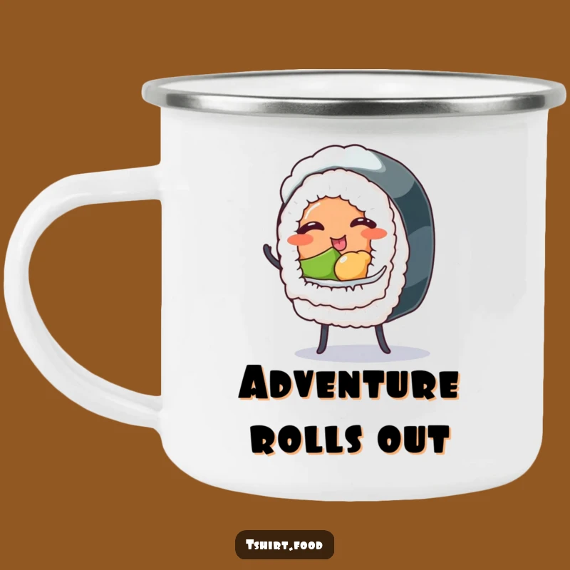 Durable Funny Winking Sushi Roll Camping Mug - Hilarious Outdoor Adventure Cup