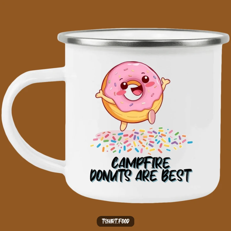 Funny Donut Sprinkle Leap Camping Mug - Durable and Cheerful Outdoor Drinkware