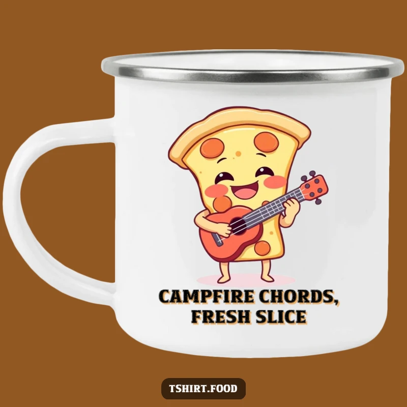 Funny Pizza Ukulele Camping Mug - Adventure with Musical Foodie Cheer!