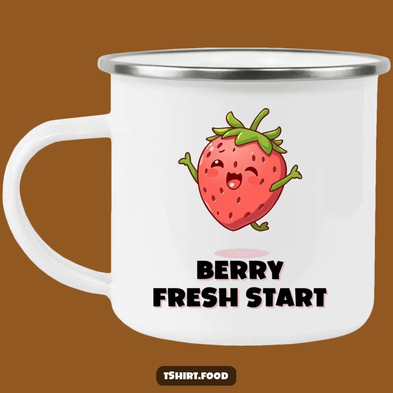 Funny Strawberry Jump Camping Mug: Fuel Your Adventures with Fruity Energy