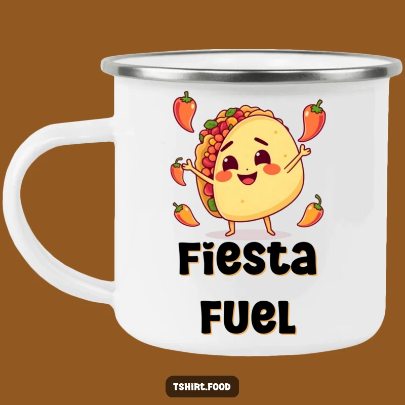 Funny Taco Juggling Camping Mug: Rugged Spicy Character, Humorous Outdoor Drinkware