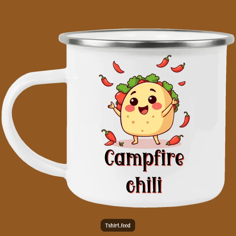 Funny Taco Juggling Peppers Camping Mug: Adventure Humor for Outdoor Enthusiasts