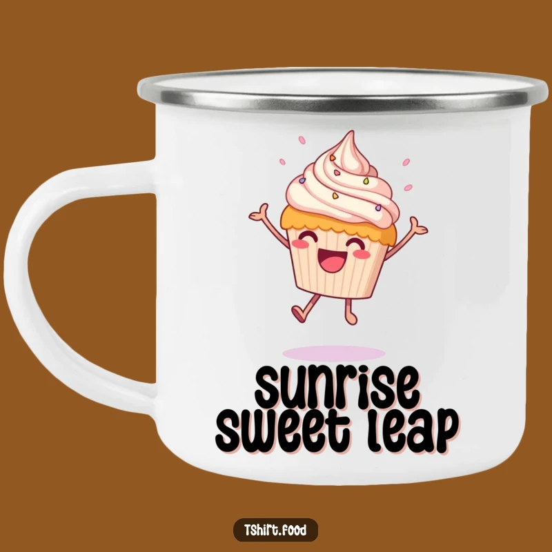 Funny Leaping Cupcake Enamel Camping Mug - Sweet Outdoors, Perfect Funny Gift