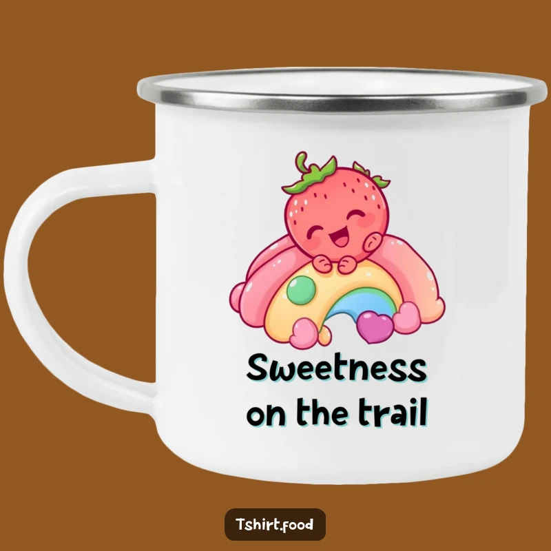 Funny Strawberry Rainbow Camping Mug - Durable and Cheerful Outdoor Drinkware