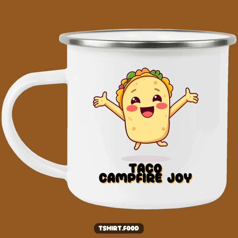 Funny Smiling Taco Joy Camping Mug - Durable & Funny Outdoor Fiesta Ware