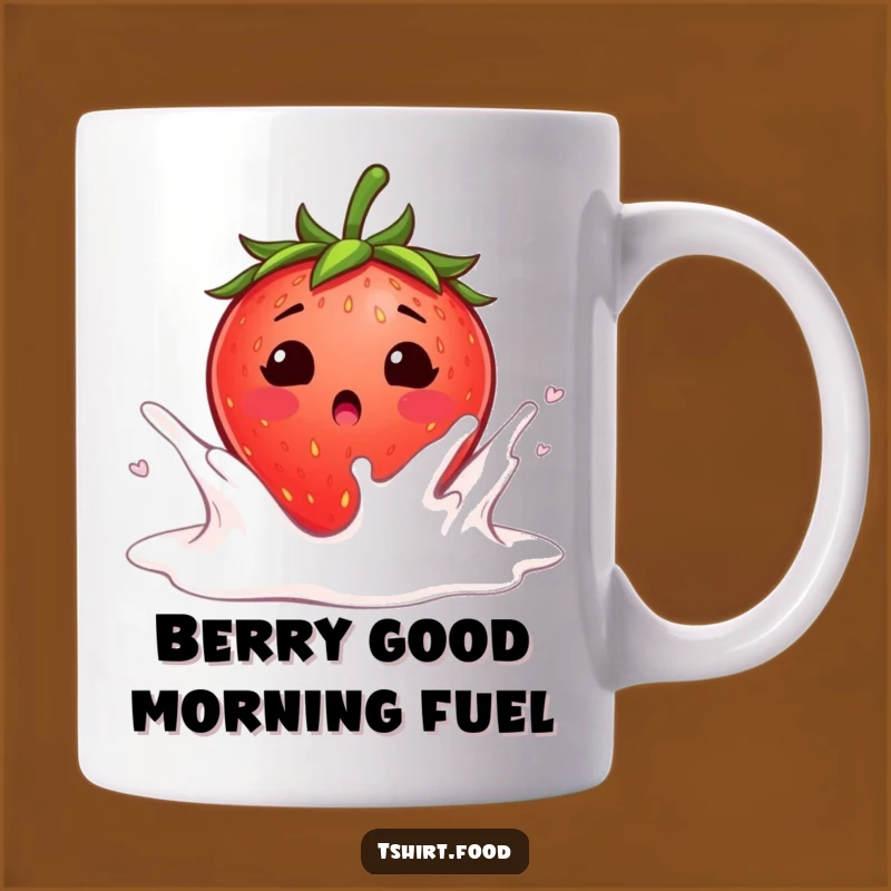 Funny Strawberry Milk Mug: Blushing Surprise - Hilarious Breakfast Gift!