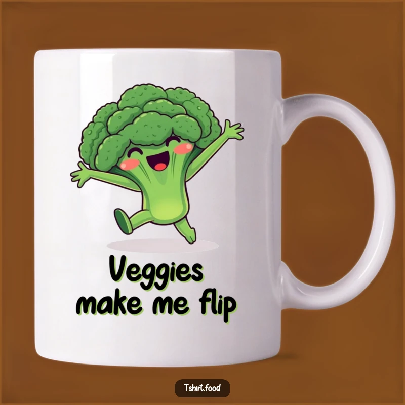 Funny Broccoli Cartwheel Mug: Veggie's Energetic Fun - Perfect Funny Gift