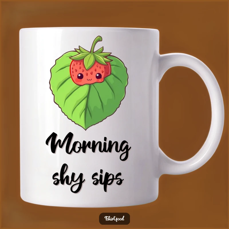 Funny Shy Strawberry Mug: Peeking Fruit Design, Adorable Gift for Introverts!