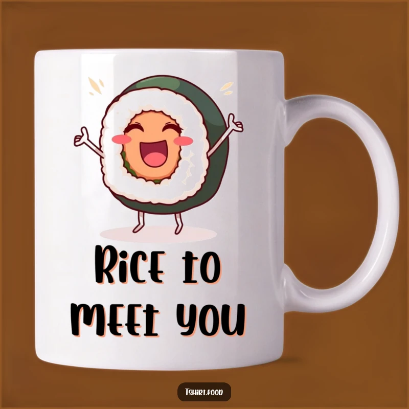 Funny Sushi Victory Dance Mug: Beaming Roll, Perfect Funny Gift for Sushi Lovers