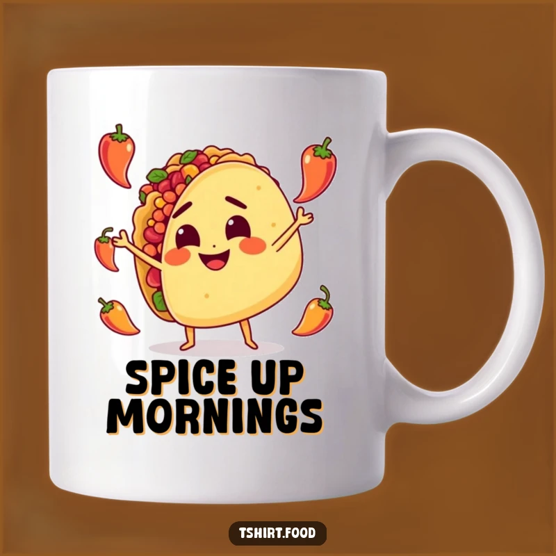 Funny Taco Juggling Mug: Determined Spicy Character, A Hilarious Culinary Gift Idea