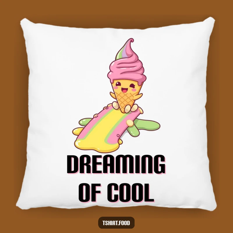 Funny Melting Ice Cream Pillow - Cozy Rainbow Accent Decor Gift