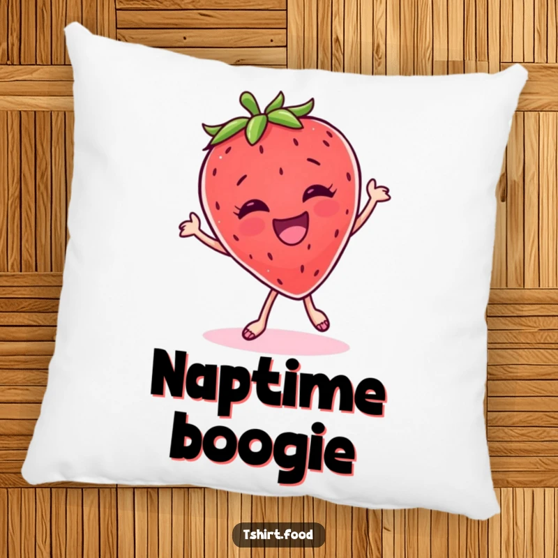 Funny Pillow: A giggling strawberry character dancing silly, adding a touch of playful joy to any room.