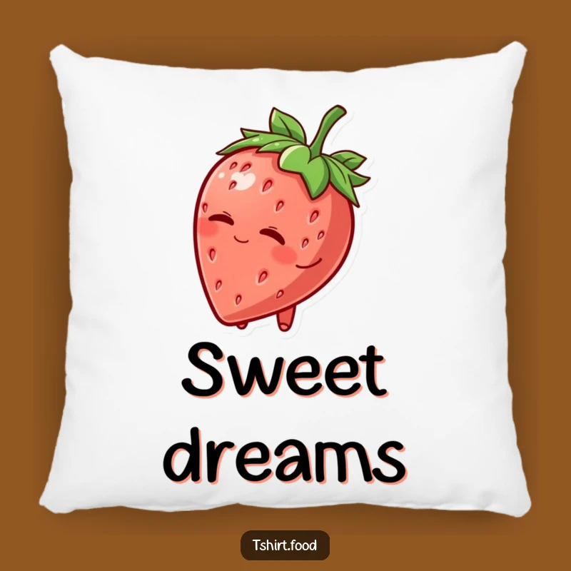 Funny Strawberry Hat Wink Pillow: Soft Fruit Character, Cozy Humorous Accent