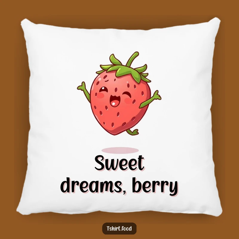 Funny Strawberry Jump Pillow: Cuddle Up with This Energetic, Fruity Character