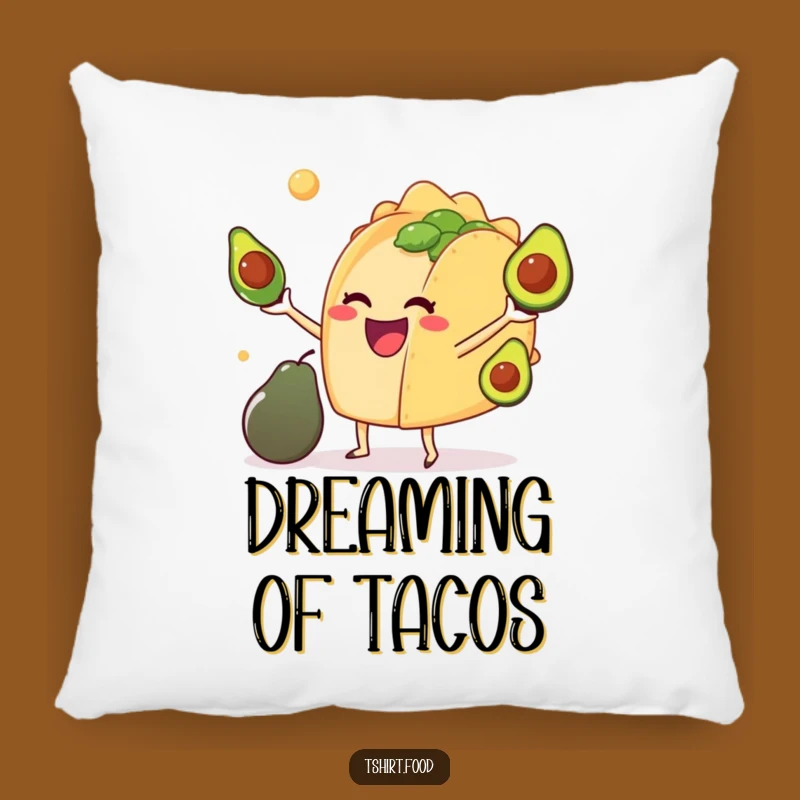 Funny Taco Juggling Avocados Pillow: Couch Comfort & Comedy Gold