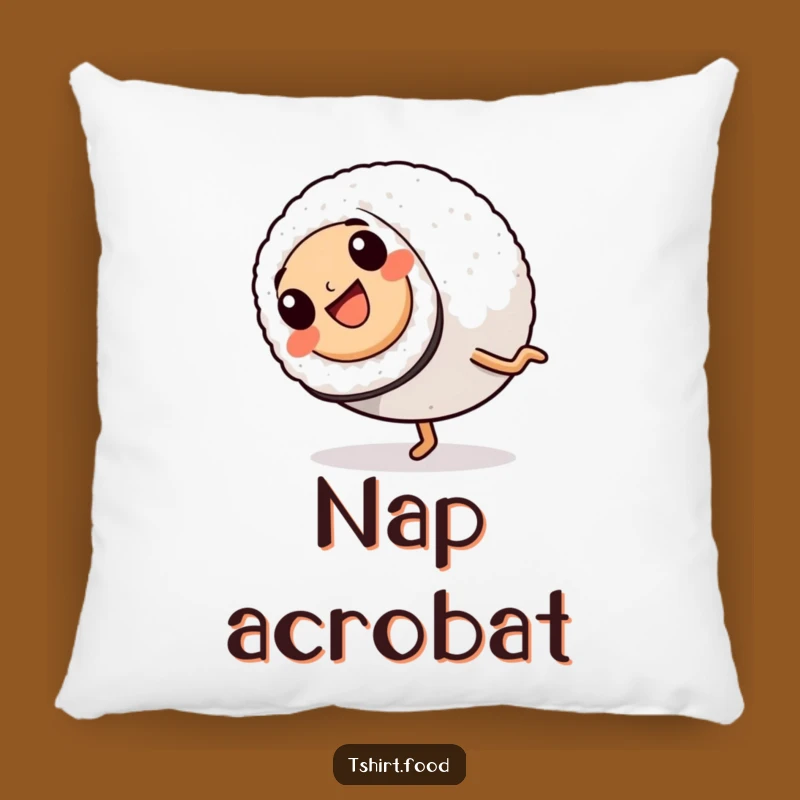 Funny Sushi Cartwheel Pillow: Soft Roll Character, Cozy Humorous Accent