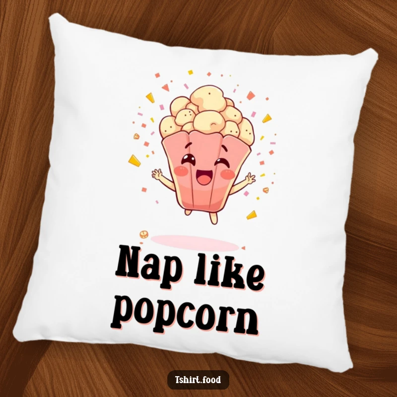 Funny Popcorn Pillow: A jubilant popcorn kernel explodes with confetti, offering soft comfort with a festive and humorous twist.