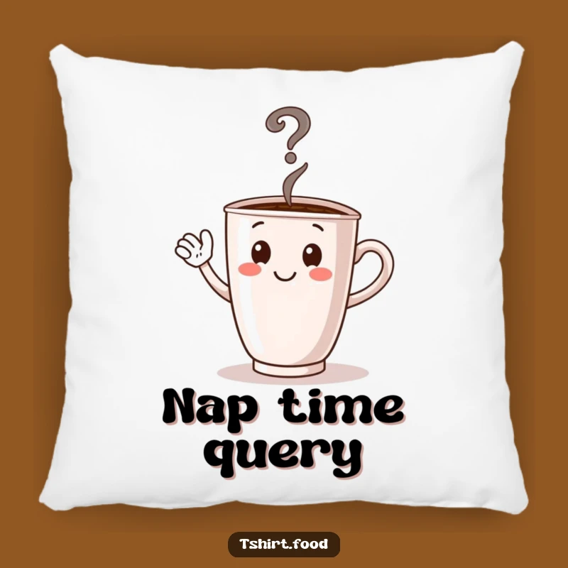 Funny Coffee Cup Pillow, Cozy Question Mark Comfort, Funny Decor