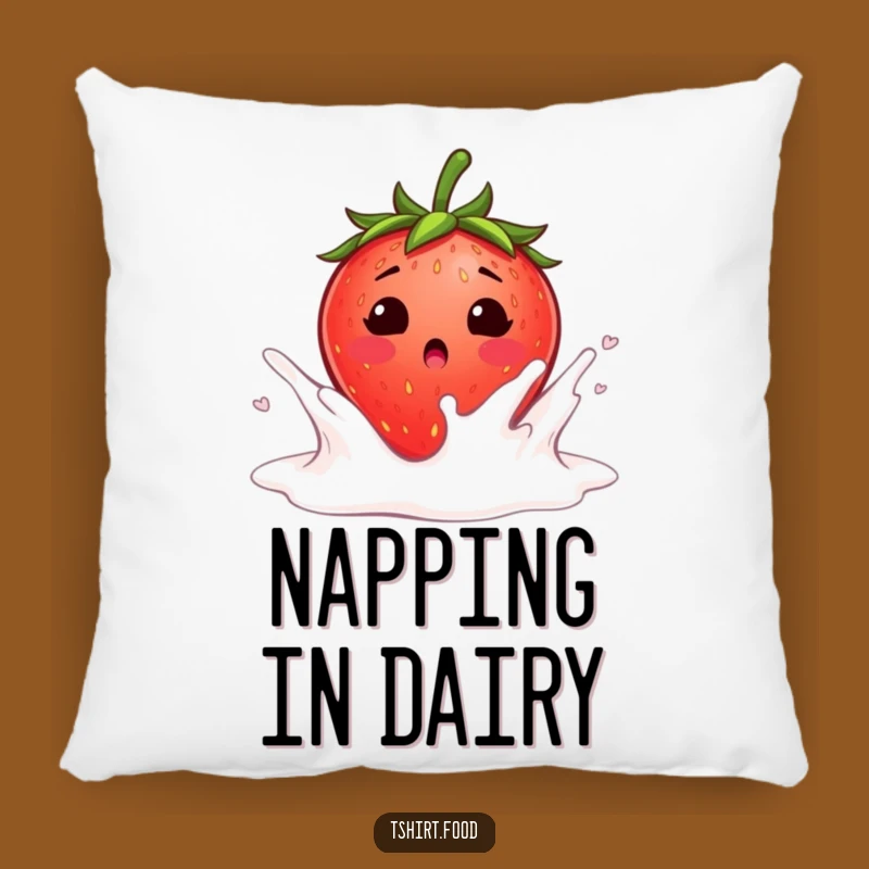 Funny Strawberry Milk Pillow: Blushing Surprise Comfort - Hilarious Breakfast Accent!