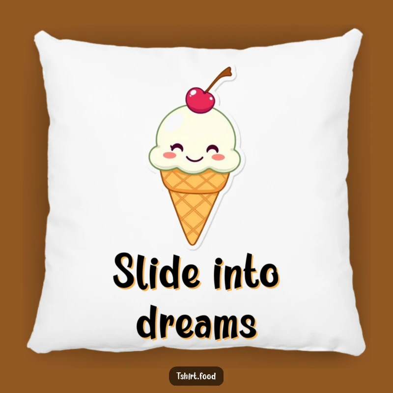 Comfy Funny Grinning Ice Cream Cone Pillow - Adorable Slippery Decor