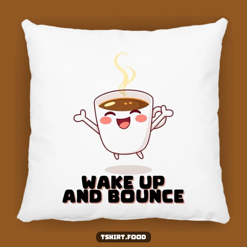 Funny Coffee Pillow: Jumping for Joy Comfortably, Comfy Humorous Accent Gift