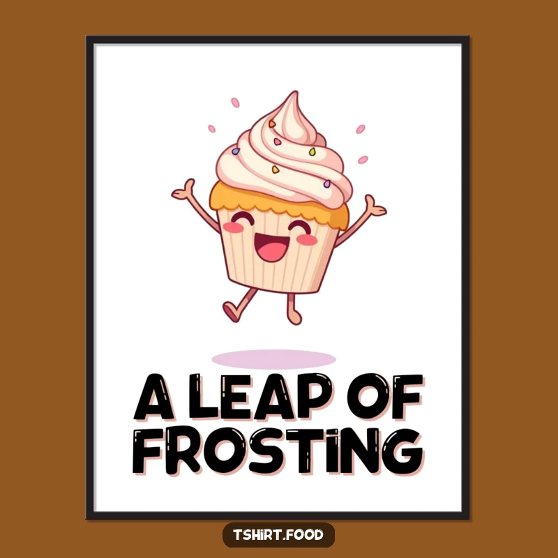 Funny Leaping Cupcake Digital Art - Instant Sweet Decor, Perfect Funny Gift