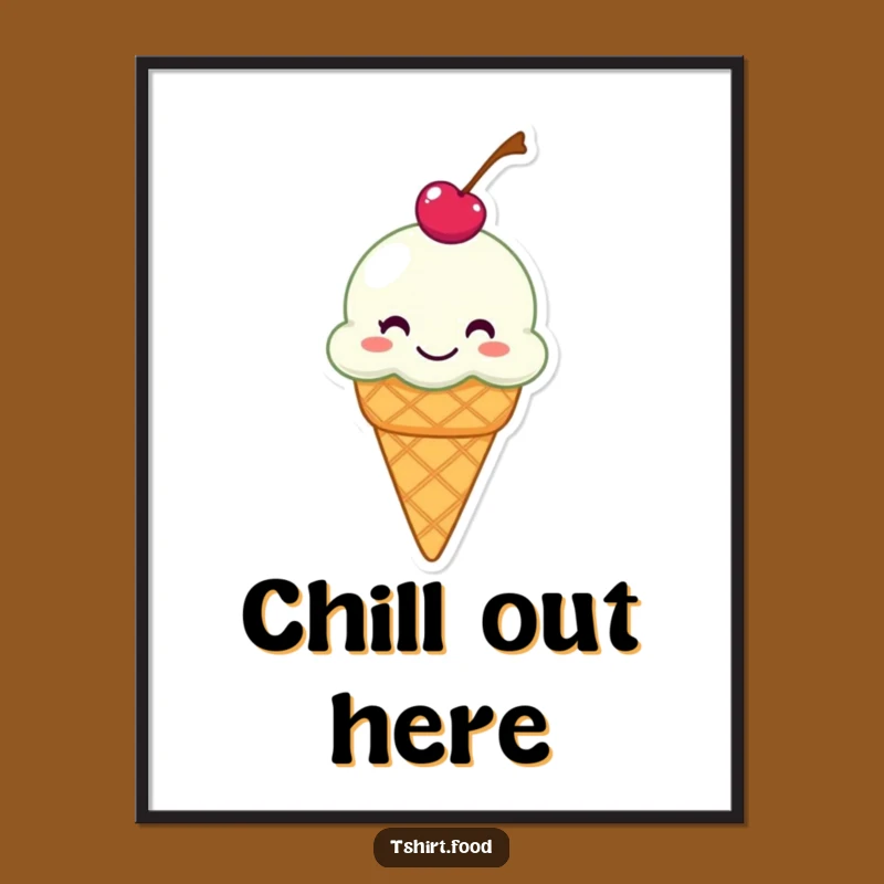 Funny Grinning Ice Cream Cone Digital Art - Hilarious Printable for Instant Cool