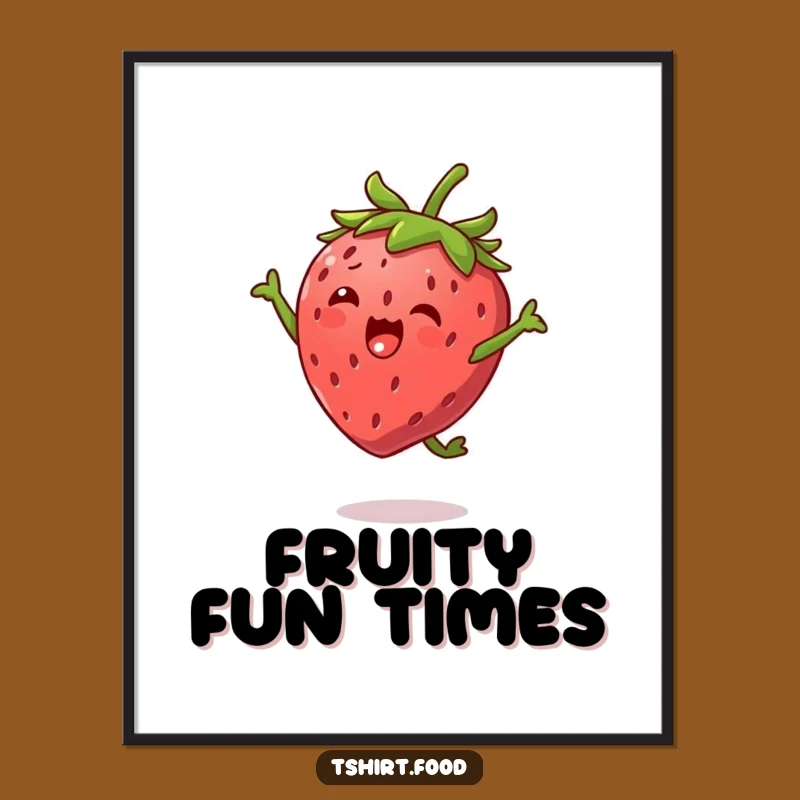 Funny Strawberry Jump Digital Art: Instantly Download Cheer with This Fruity Character