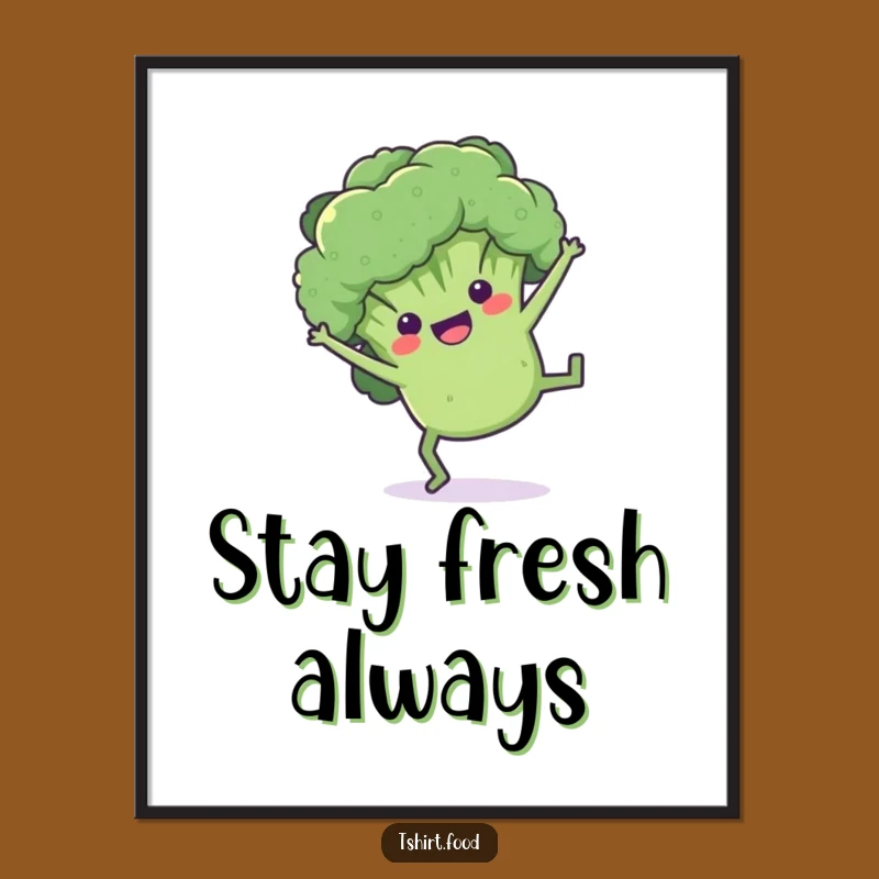 Funny Broccoli Cartwheel Digital Art: Instant Veggie Cheer Print