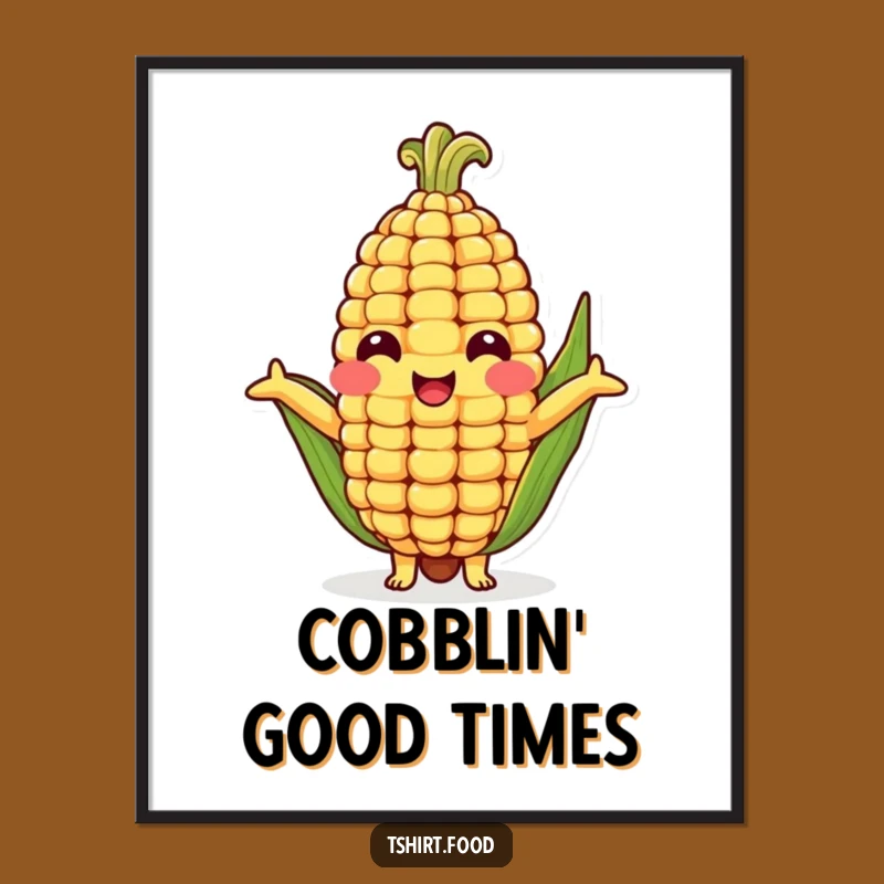 Funny Corn Cob Hug Digital Art - Cheerful Veggie Character for Instant Joy