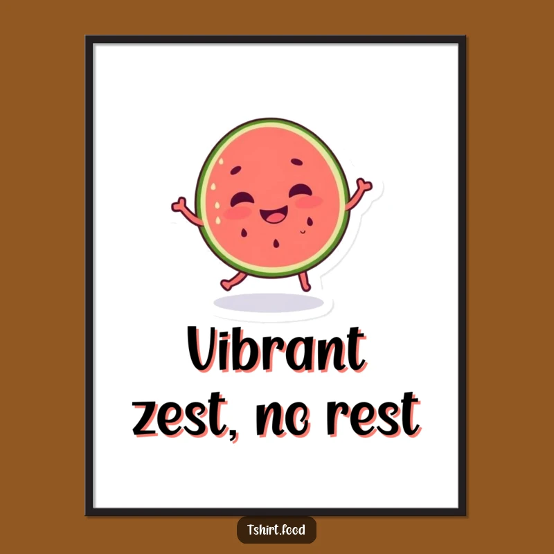 Funny Dancing Watermelon Digital Art Print, Silly Grin Instant Humorous Decor