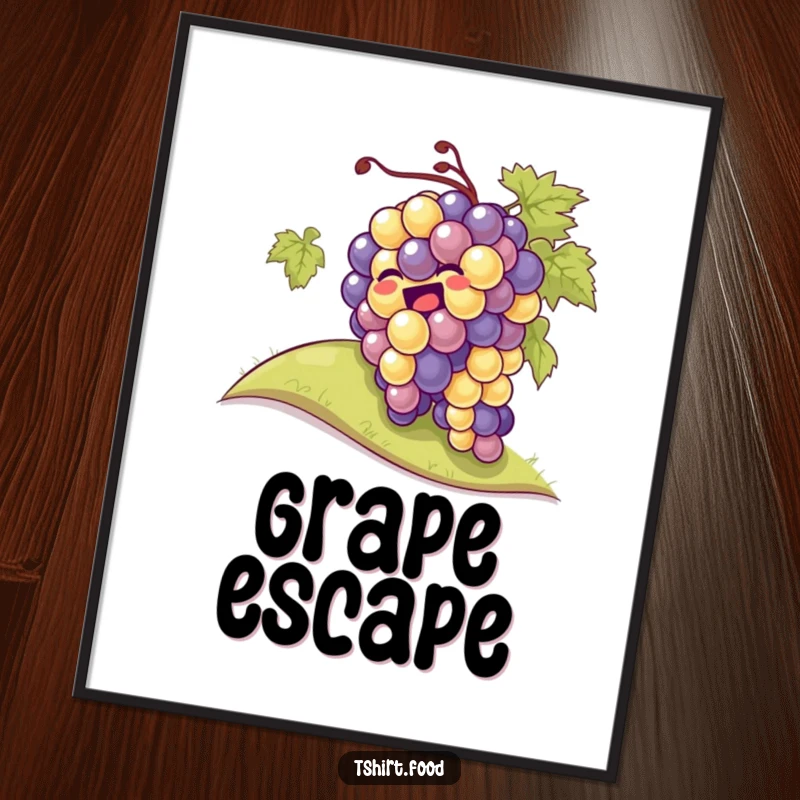 Funny giggling grapes rolling down a hill, available as an instant digital art print for whimsical decor.