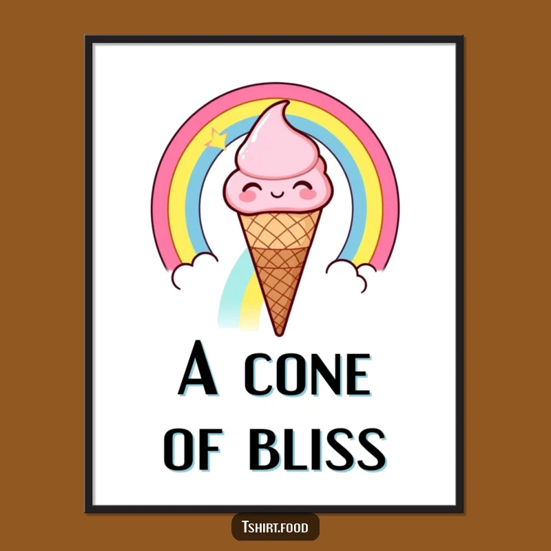 Funny Ice Cream Rainbow Digital Art: Winking Cone Print - Hilarious Instant Sweetness!