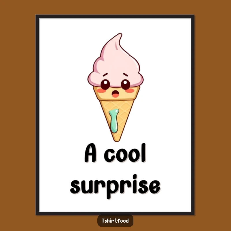 Funny Melting Ice Cream Art Print: Surprised Decor, Perfect Digital Gift