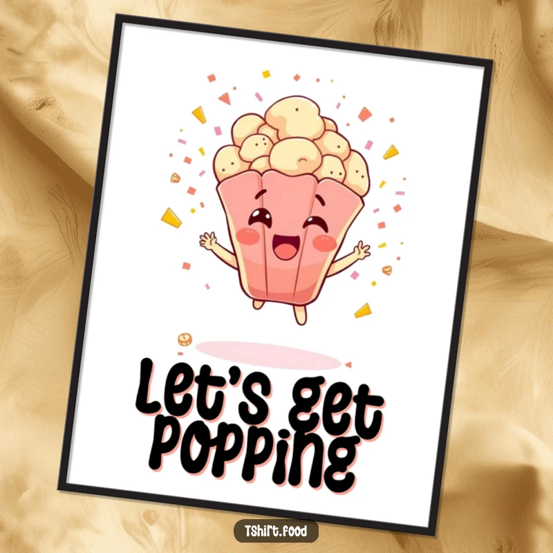 Funny Popcorn Digital Art: A jubilant popcorn kernel explodes with confetti and glee, capturing a moment of pure, unadulterated party energy.