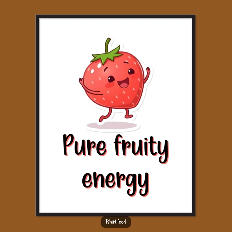 Funny Smiling Strawberry Digital Art: Instant Fruity Joy for Your Walls