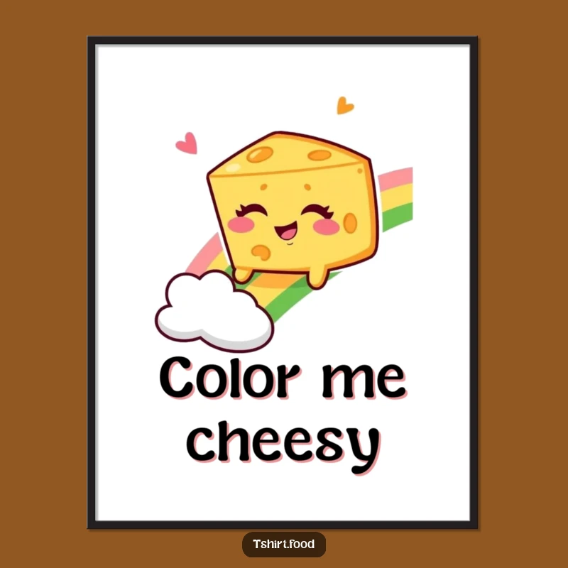 Funny Winking Cheese Wedge Rainbow Digital Art, Instant Giggle Decor for Your Walls