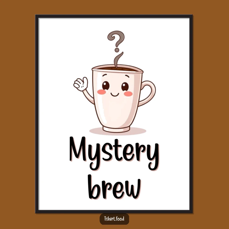 Funny Coffee Cup Digital Art, Whimsical Question Mark, Instant Download