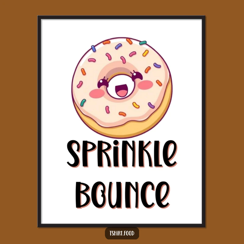 Funny Donut Bouncing Digital Art: Energetic Sprinkle, Instant Humorous Wall Decor