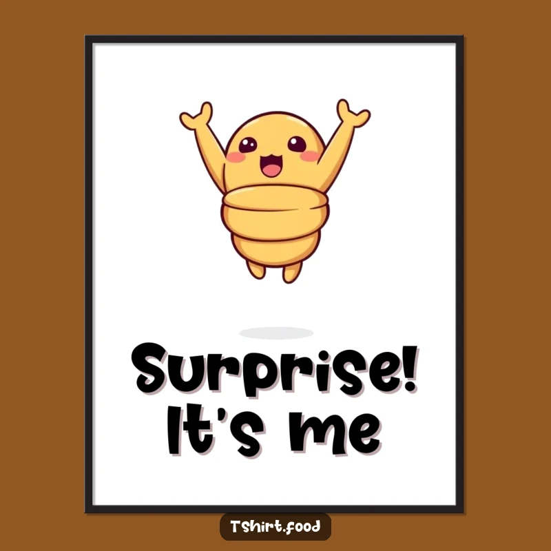 Funny Surprise Croissant Digital Art Print: Leaping Pastry Joy, Perfect Gift