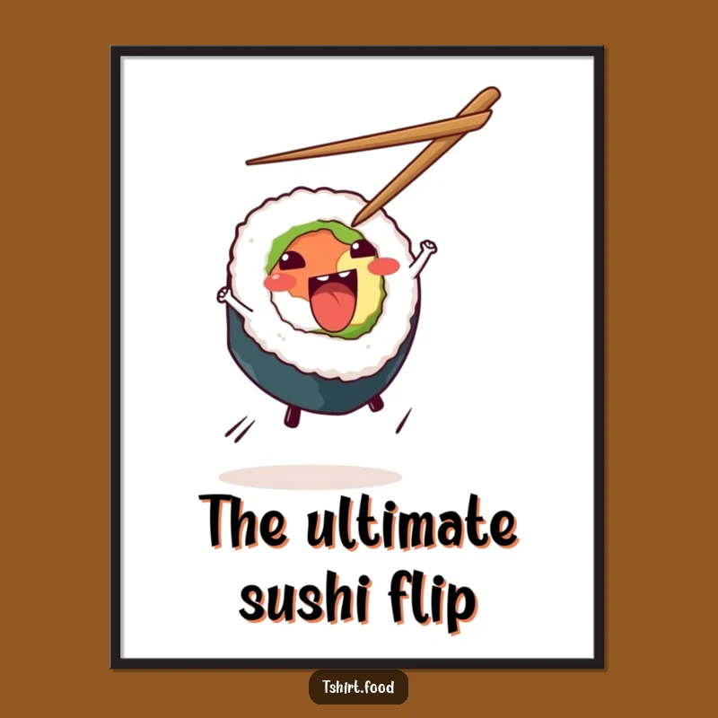 Funny Sushi Cartwheel Digital Art Print - Instant Japanese Food Art for Your Walls