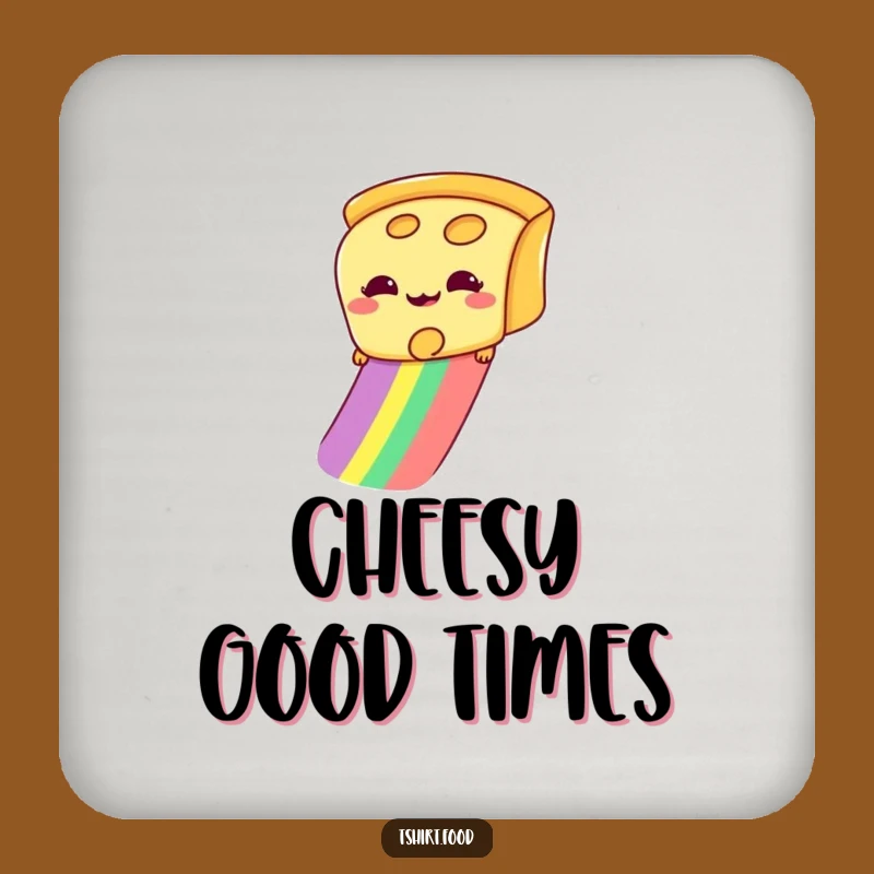 Funny Cheese Slice Coaster: Giddy Rainbow Protection, Hilarious Cheesy Gift!
